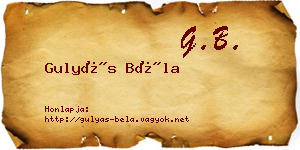 Gulyás Béla névjegykártya
